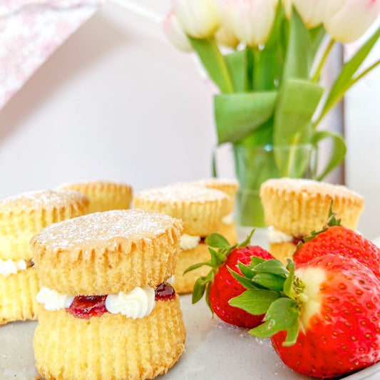 Mini strawberry Victoria Sponge Cakes