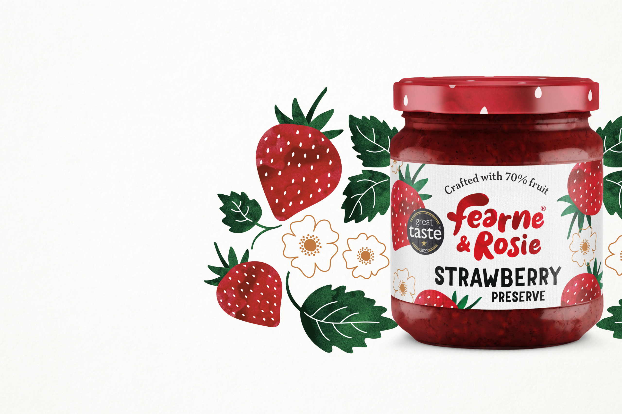 A jar of Fearne and Rosie Strawberry preserve