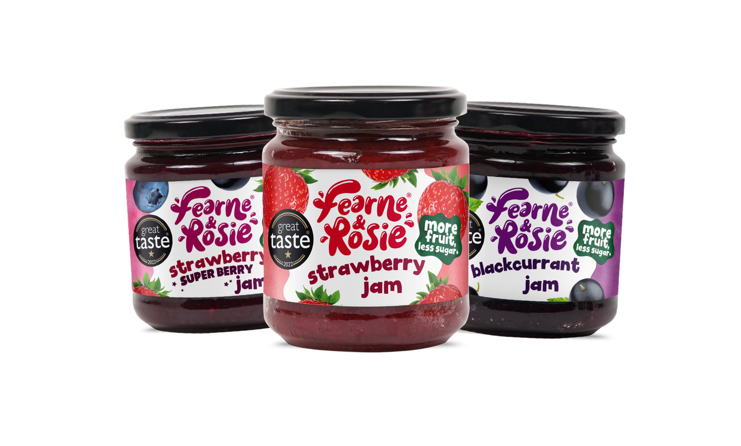 The Superberry, Strawberry and Blackcurrant Fearne & Rosie products